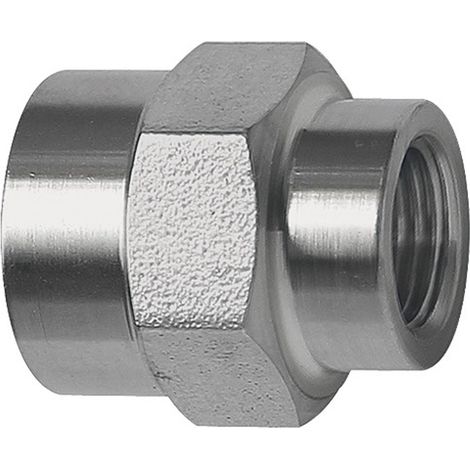 Riegler Muffe, Außensechskant, reduzierend, G 1/4, G 1/8, ES 1.4571 (1/2)