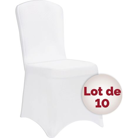 DETEX® 10x Housse de chaise opaque et extensible lavable protection chaise couverture de chaise salle à manger Blanc (1/5)