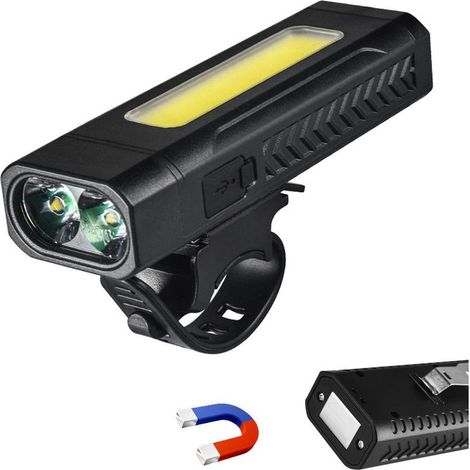 Feu arrière vélo multifonction 2 LED, lumière arrière 3 modes, couleurs rouge et blanc, éclairage latéral COB, aimanté, recharge rapide USB-C pour cyclisme extérieur (1/5)
