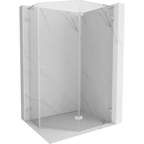 Mexen Lunar L cabine de douche pentagonale pivotante droite 100x80 cm, transparent, nickel brossé - 831L-100P-080L-97-00-P (1/5)