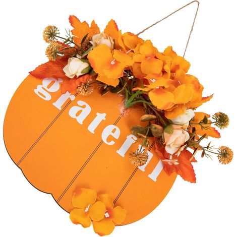 Couronne de Thanksgiving avec guirlande d'hortensias artificiels et pendentif (5 pièces) (1/5)