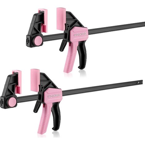 WORKPRO Jeu de Serre-joints Rapide 2 Pièces en Acier et Nylon Renforcé pour une Fixation Précise, Largeur de Serrage 305 mm, Force de Serrage Maximale 136 kg,Plage d'Etirement 175-483 mm (1/5)