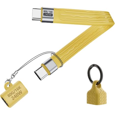 Adaptateur USB-C PD 240 W à charge rapide flexible Câble convertisseur mâle-femelle pour téléphone, voiture, tablette, ordinateur portable, bureau, voyage et affaires
