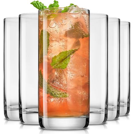 Verre Highball - 13 Oz - Verre Sans Plomb - Base Stable - Bords Roulés Épais - Lot de 6 (1/5)