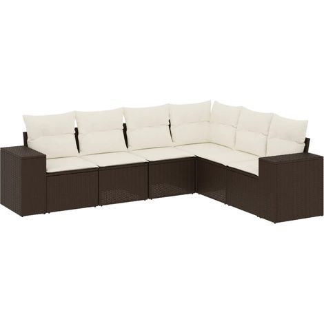 Maison Exclusive - Set sofás de jardín 6 piezas y cojines ratán s (1/5)