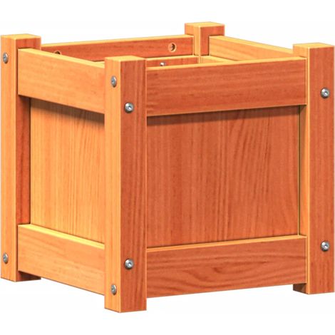 Macetero bancal elevado plantas flores terraza jardín cera 31 x 31 x 31 cm madera maciza de pino marrón 020038450