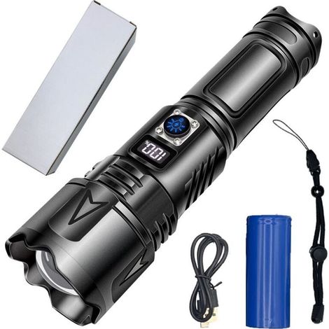 de Lampe poche super puissante 500 000 lumens rechargeable par USB C étanche IP65 5 modes (1/4)