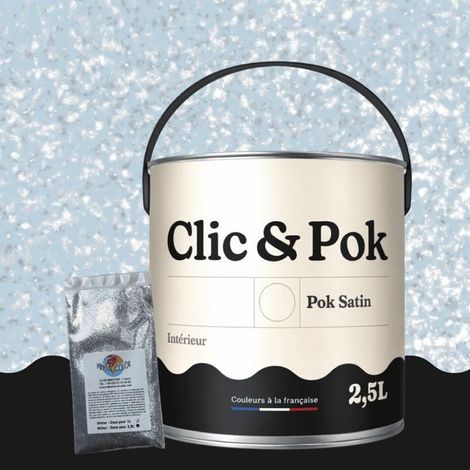 Peinture Effet Pailleté pour Murs & Plafonds - POK PAILLETTE - 2,5L - Bleu Polaire (1/4)