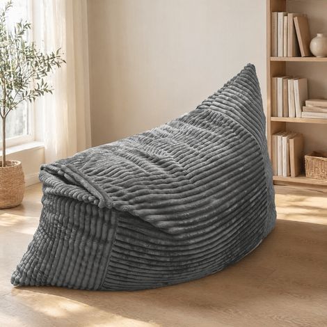 Poltrona pouf letto grande OKWISH grigio chiaro in velluto a coste e memory foam (1/5)