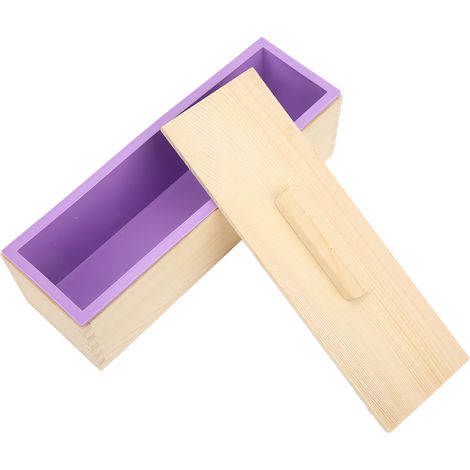 Kit de fabrication de savon DIY avec moule à toast en silicone violet (avec couvercle de boîte en bois) (1/5)
