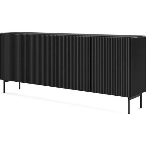 ZORA - Buffet 4 tiroirs 195 cm pieds en métal - Noir