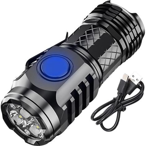 ultrahelle, tragbare kleine LED-Taschenlampe, superhelle Mini-Taschenlampe, Mini-Taschenlampe mit drei Leuchtpunkten, wiederaufladbare Taschenlampe mit (1/5)