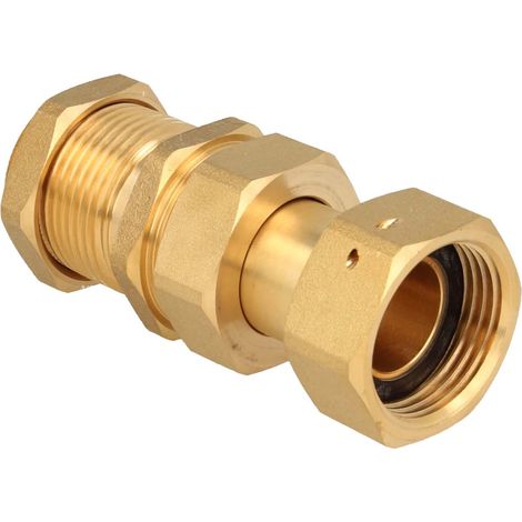JS Wasserzähler-Verschraubung mit Schiebestück - 1 Zoll ÜWM x 3/4 Zoll AG, Messing blank