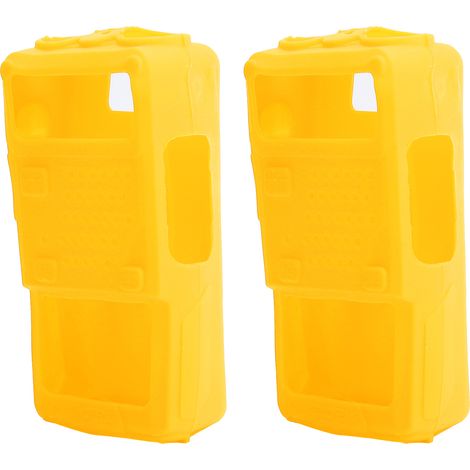 Lot de 2 étuis de protection souples en silicone pour mini talkie-walkie Baofeng UV5R (jaune) (1/5)
