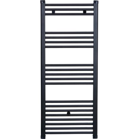 Stano. – Radiateur sèche-serviettes eau chaude 120 x 60 cm – Acier noir mat – Tubes ronds Ø 21 mm – Puissance 517 W – Entraxe 55,5 cm - CODA 120 X