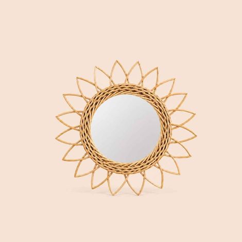 Miroir en rotin forme soleil rond 30cm (1/5)
