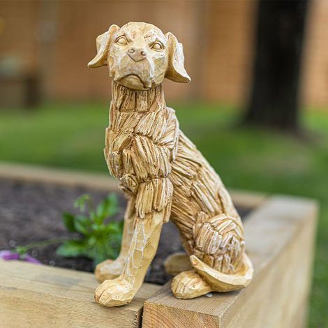 Wood Effect Resin Dog Statue (1/5)