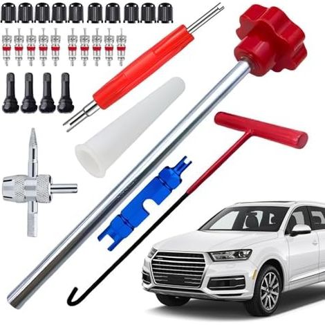 Lot de 30 outils démontage valve pneu voiture, kit réparation avec noyaux valve, extracteur kits pour entretien facile des pneus, ensemble - (1/5)