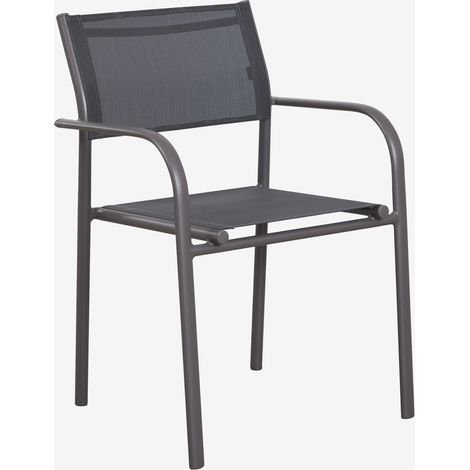 SKLUM Pack aus 2 stapelbaren Gartenstühlen mit Armlehnen aus Aluminium Olenia Grau Graphit                                  
