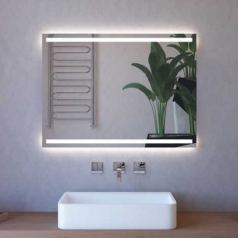 Specchio reversibile 100x70 fasce LED retroilluminate e illuminazione perimetrale (1/5)