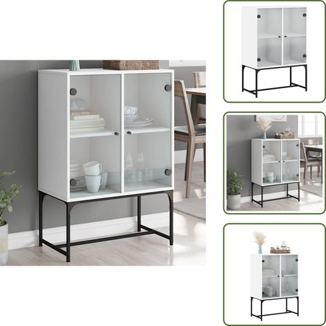 Mobile per casa - vidaXL Mobile con Ante in Vetro Bianco 69x37x100 cm - Mobile con spazio portaoggetti