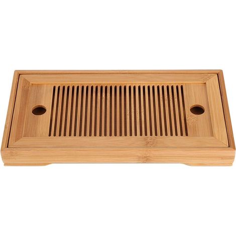 Plateau à thé en bambou - Type de réservoir de table à thé de Kungfu, Chine, Mini table de service pour le salon de thé de Home Office (1/5)