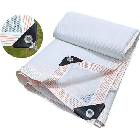 Filet D'ombrage Rectangulaire, Anti-UV Voile Ombrage, Serres Filet Coupe-Vent avec Oeillets, Blanc, 2x8m