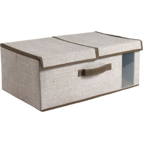 TrAdE Shop Traesio - Contenitore Salvaspazio In Tnt Ripiegabile Con 2 Aperture Maniglia Finestra 50x30x20cm - (1/2)