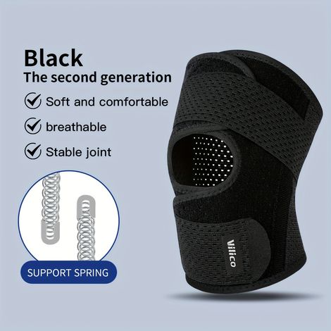Genouillère de sport à sangle élastique, unisexe, en polyester respirant, adaptée au fitness, au basketball et autres sports de plein air, taille L. (1/4)
