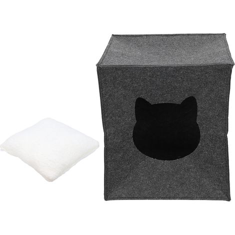Panier carré doux pour animaux de compagnie, déhoussable et lavable, mini-panier pour chats et petits chiens. (1/5)
