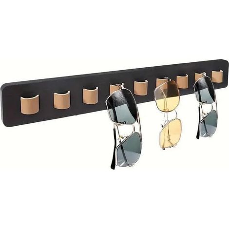 Wandmontierter Organizer für Sonnenbrillen, Holzständer, Aufbewahrung für mehrere Brillenpaare, Wohnaccessoire (dezentes Schwarz)