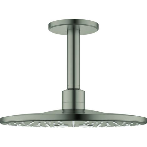 Grohe Rainshower SmartActive 310 Kopfbrauseset, rund, Deckenauslass 142mm, 2 Strahlarten, Satin Steel, 26477MS0 (1/3)