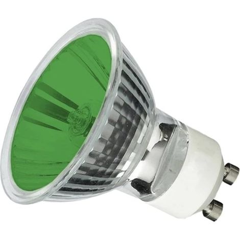 1 Ampoule GU10,Verre vert,50 W,240 V,Durée 3000 h,Compatible variateur