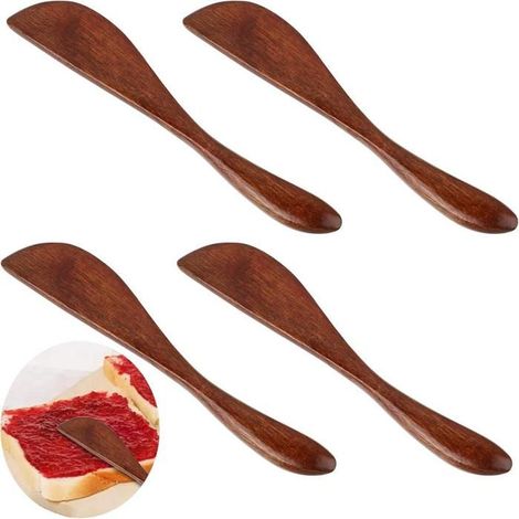 Couteaux à beurre en bois, spatules à tartiner gelée, fromage, confiture et sandwichs, mini spatules en bois (1/5)