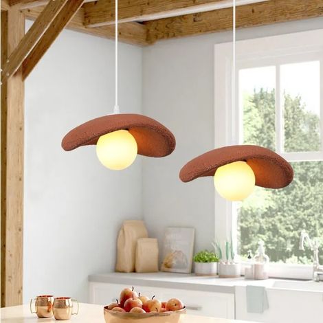 2pcs Lustre Suspension Vintage,30cm G9 Lampe de Plafond Industriel Abat-jour en Ciment Retro Orange Luminaire ,Lumière chaude (1/5)