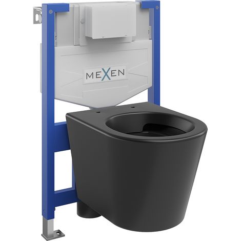 Mexen Rico conjunto empotrado WC estructura Fenix XS-F con taza WC, negro mate - 6803372XX85 (1/3)