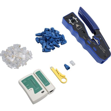 Testeur de câble réseau RJ45, pince à sertir, kit d'outils pour couper, dénuder et sertir les câbles Ethernet. (1/5)