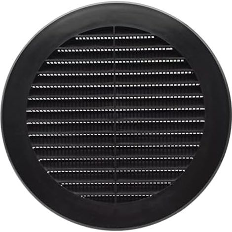 Grille de ventilation - 1 pièce - PVC Noir - Protection insectes et pluie - Système CVC rond - Ø 125 mm (1/5)