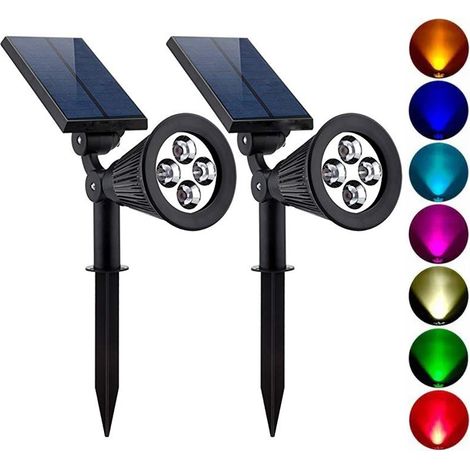 2-Piece Solar Lamp IP65 Outdoor Lights 7 LED RGB Changing Waterproof Garden Light Landscape Floodlights Garden Decoration (1/5)