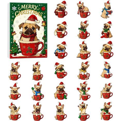 Weihnachtskalender mit Countdown – Kreativer 24-Tage-Countdown-Kalender aus Acryl mit Hundemotiv – Niedlicher Countdown-Kalender für Kinder, Jugendliche, Erwachsene, Familie, Weihnachten und Zuhause (1/5)