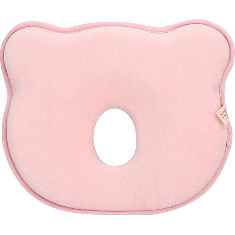 Oreiller doux pour bébé nouveau-né, prévient la plagiocéphalie, coussin de soutien pour le sommeil, ours rose (1/5)