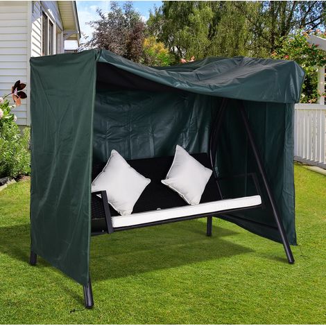 Housse pour balançoire de jardin imperméable et anti-UV, fermeture zippée, maintien au sol, 205 x 124 x 164 cm, vert foncé  CHICFURN (1/5)