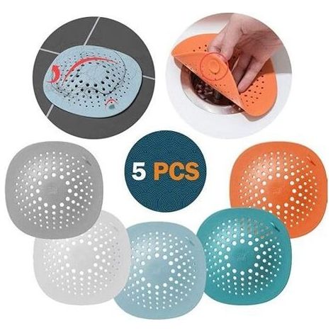 Protection de Drain de Silicone,5 PCS Filtre Évier en Silicone,Filtre à Cheveux Douche,Filtre à Bonde de Douche pour Drain de (1/5)
