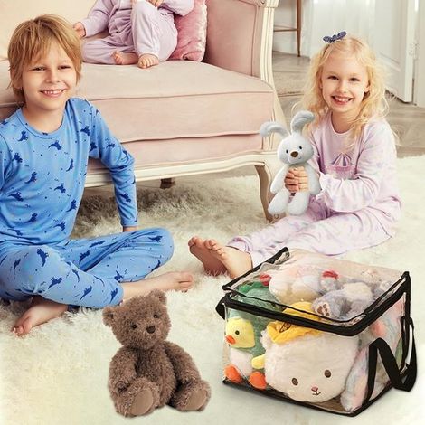 Organizador de juguetes reutilizable para guardar peluches,Organizador de juguetes infantil impermeable con cremallera,382432 cm,2 unidades (1/4)