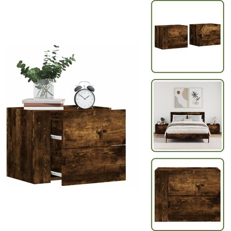Wand-Nachttische 2 Stk. Räuchereiche 45x30x35 cm - Wandregal - Wohnraumgestaltung - Nachtkästchen - Möbel Online Kaufen - Holzschrank (1/5)