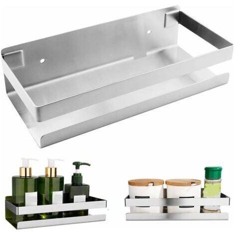 Étagère de Douche Sans Perçage, Version Améliorée Adhésif Auto Adhésif Super Fort Assure une Tenue Parfaite Étagère Salle de Bain Acier Inoxydable (Argent) (1/5)