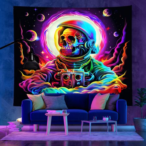 Tapisserie fluorescente UV de style tendance, décoration de chambre, tapisserie d'Halloween, 150 x 100 cm