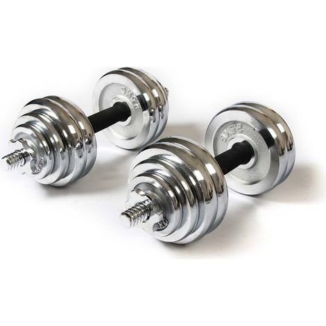 Maletín 2 Mancuernas 30 kg Keboo Serie 700 8 Discos de 2,5 kg, 4 Discos de 1,25 kg y 4 Discos de 0,5 kg