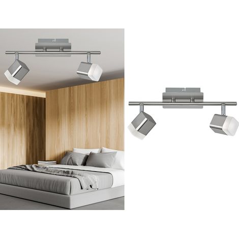 2er SET LED Deckenstrahler 2-flammig Silber matt, Breite 34cm (1/5)