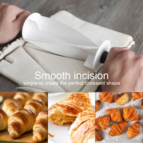 Teigrolle für Croissants, Teigschneider und Croissantklinge, Bäckereiwerkzeug für Brot und Gebäck, Blätterteigschneidewalze. (1/5)